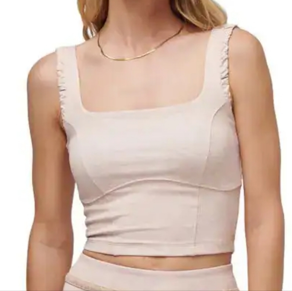 Travis Mathew Its A Date Crop Tank Heather Cuban Sand